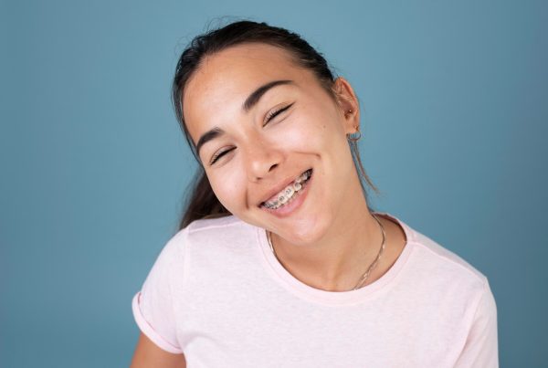 Girl with braces smiling